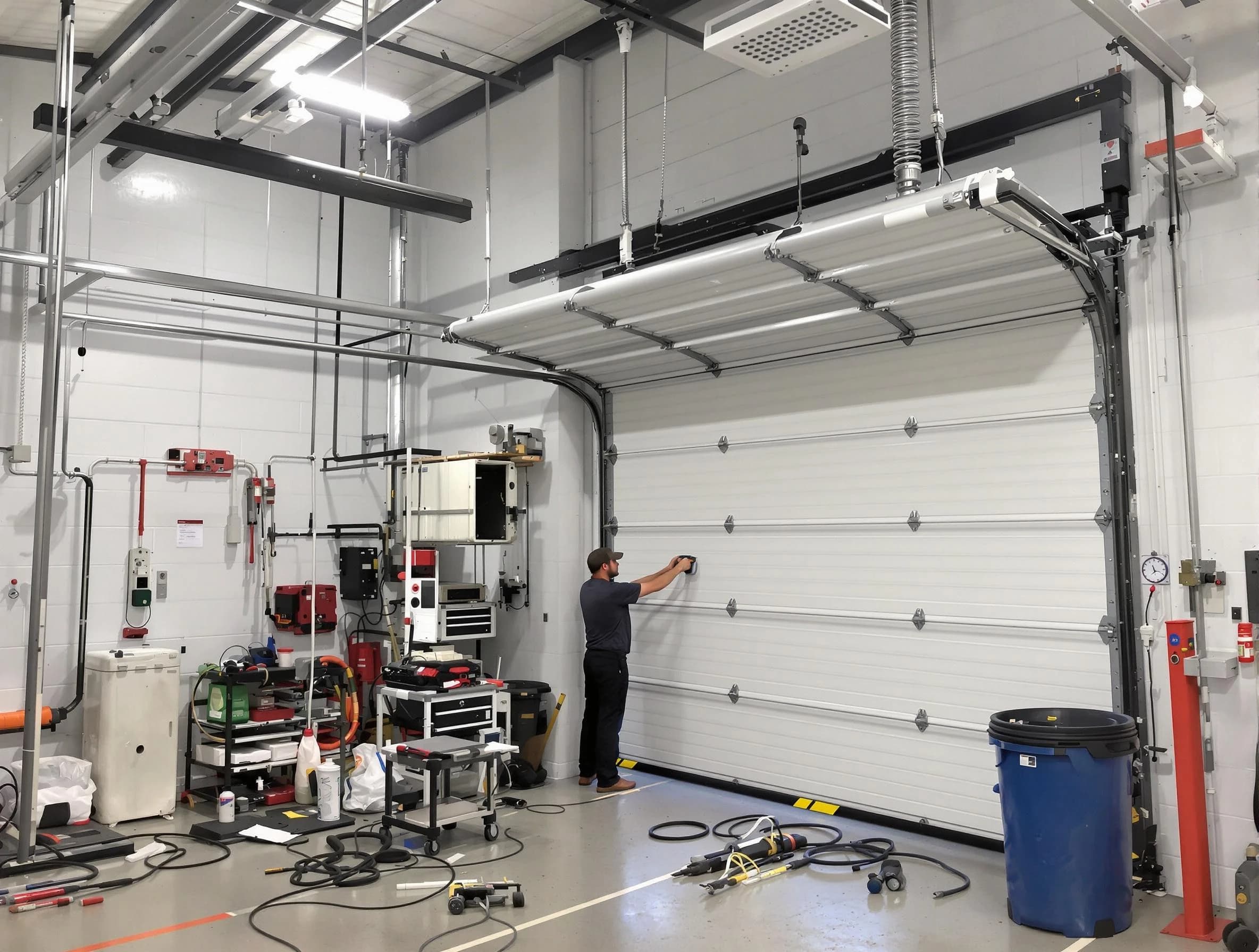 New Kensington Garage Door Repair certified technician performing commercial door repair at a New Kensington business facility