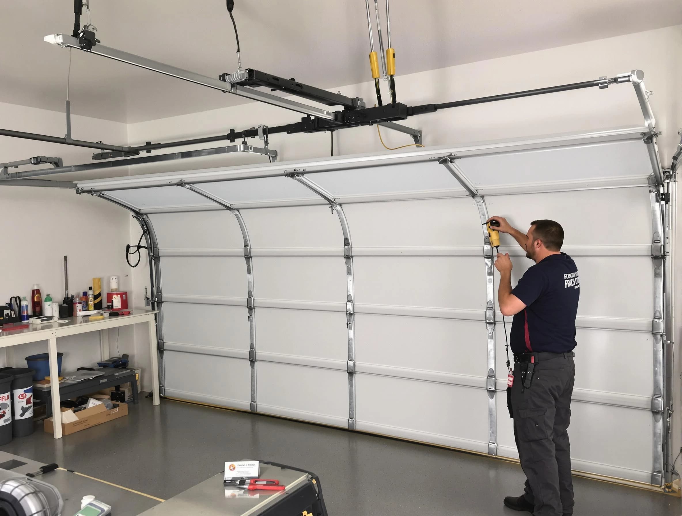 New Kensington Garage Door Repair certified technician performing overhead door system repair in New Kensington