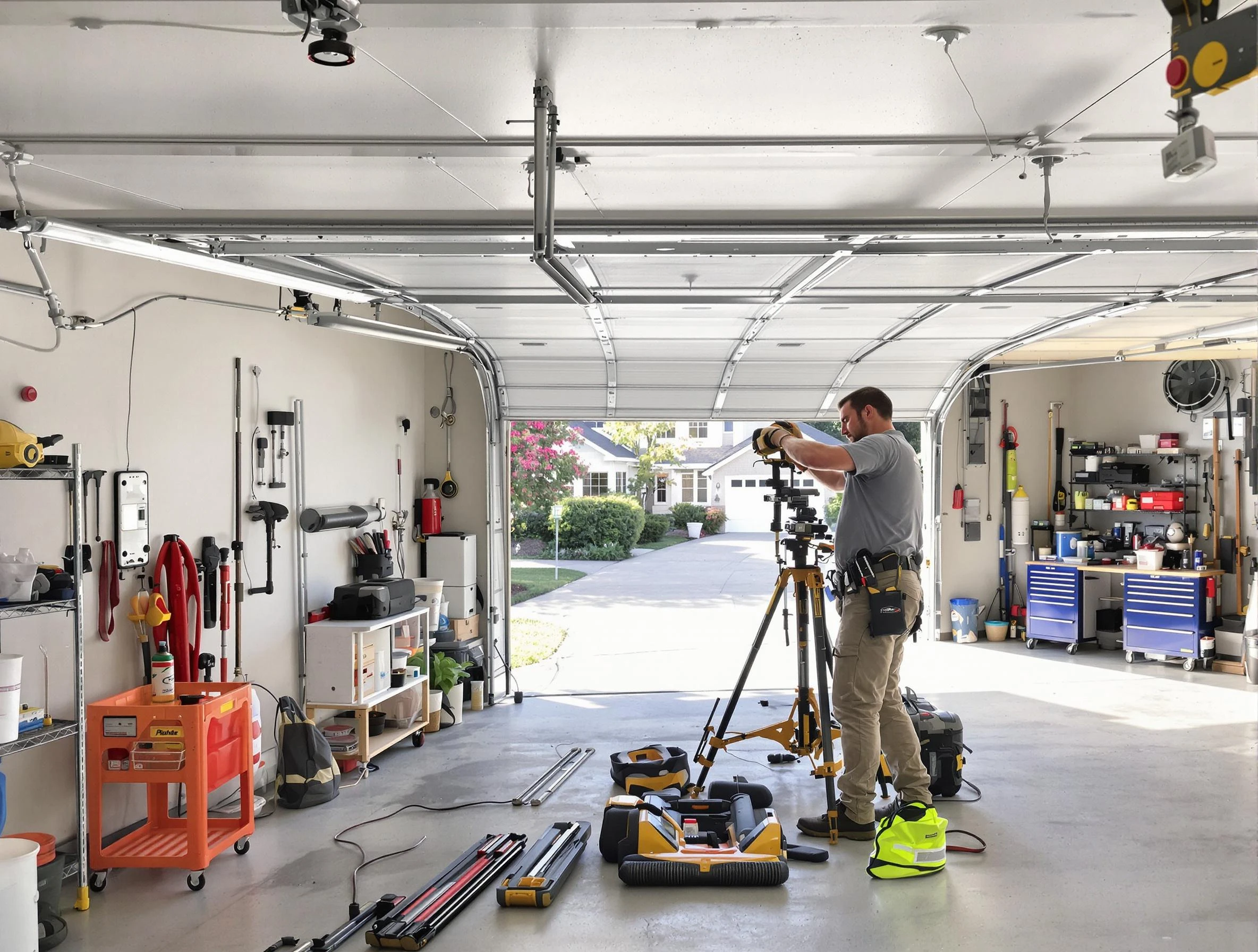 New Kensington Garage Door Repair specialist performing laser-guided track alignment in New Kensington